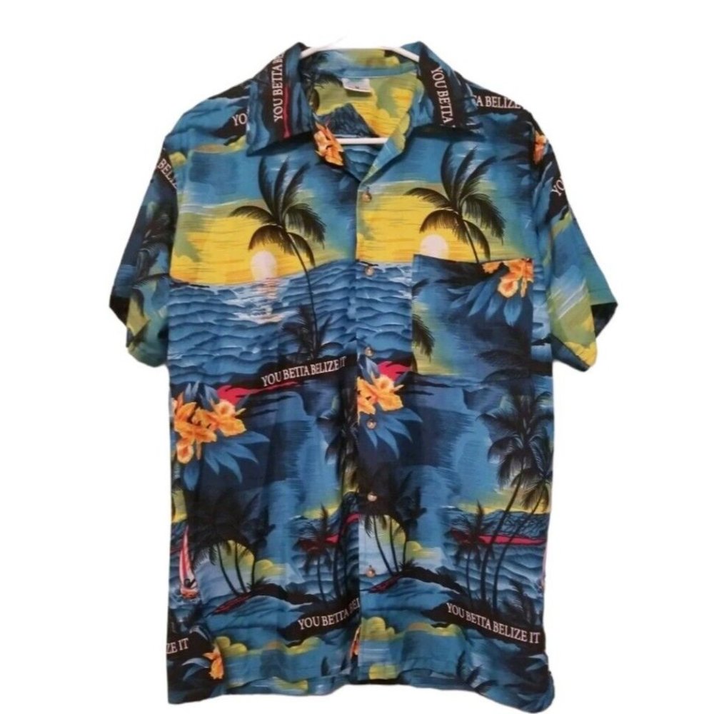 Island Expressions Mens Hawaiian Shirt Size medium